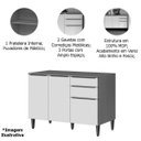 Ver imagem 4 de Balcão para Cozinha 120cm 100% Mdf 3 Portas 2 Gavetas Luna Cinamomo/branco