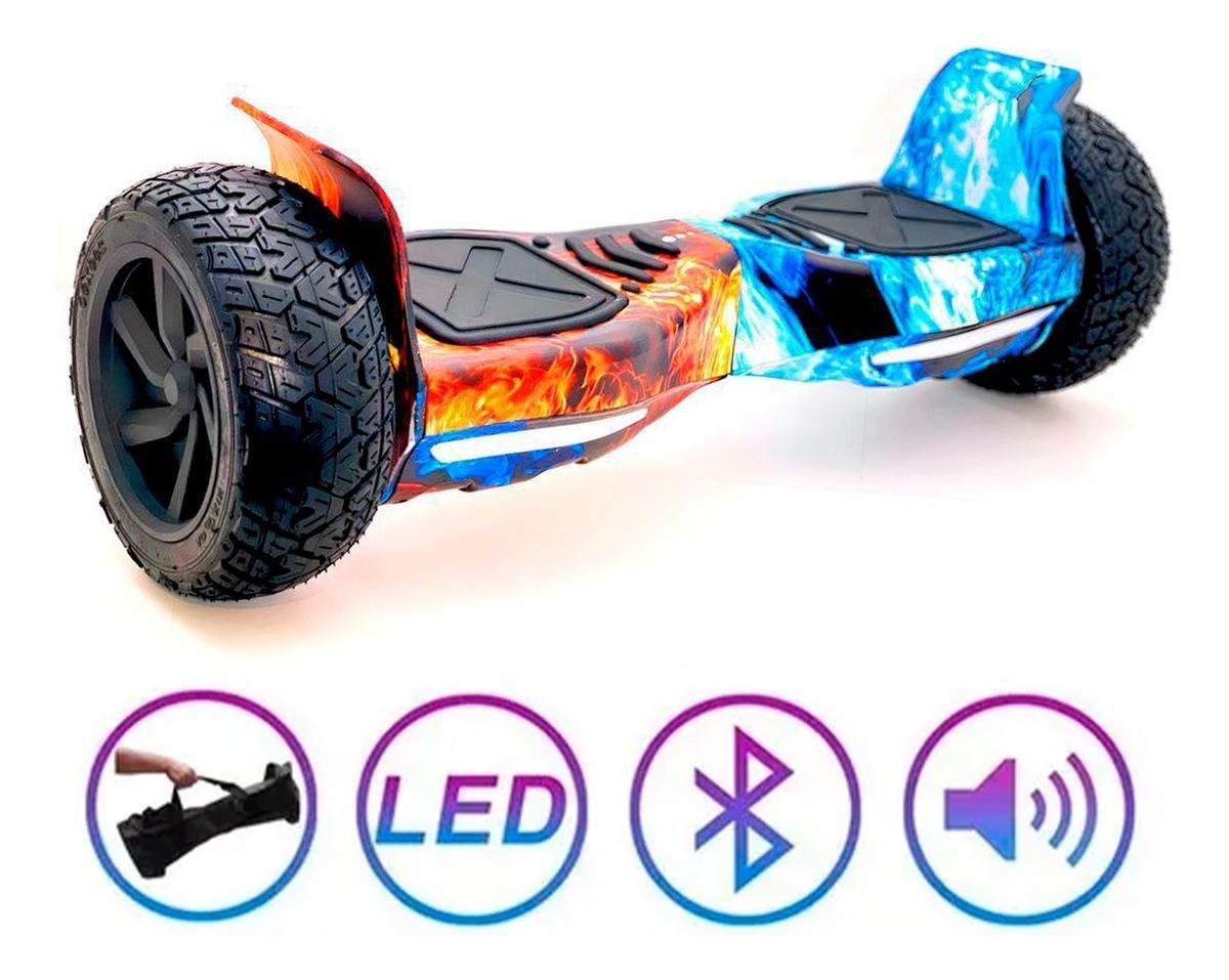 Hoverboard Skate Elétrico 8.5 Offroad Led Bluetooth Fogo e