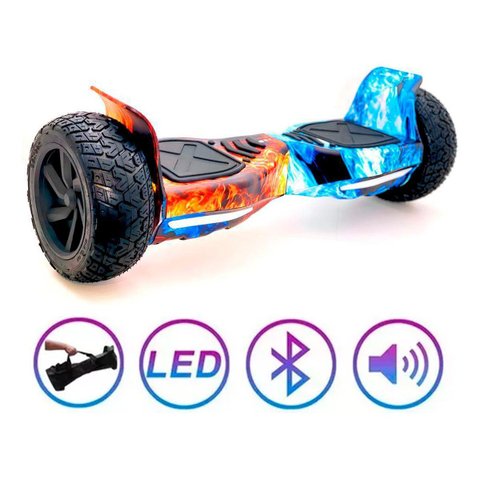 Hoverboard Skate Elétrico 8.5 Offroad Led Bluetooth Fogo e