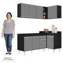 Ver imagem 5 de Armário de Cozinha Modulado de Canto Esquerdo 4 Peças Cp46 Balcão sem Tampo Preto/cinza - Lumil Lumi