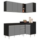 Ver imagem 1 de Armário de Cozinha Modulado de Canto Esquerdo 4 Peças Cp46 Balcão sem Tampo Preto/cinza - Lumil Lumi