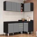 Ver imagem 2 de Armário de Cozinha Modulado de Canto Esquerdo 4 Peças Cp46 Balcão sem Tampo Preto/cinza - Lumil Lumi