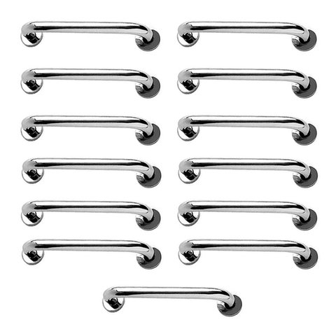 Alça de Apoio Barra 30cm Inox Kit 13 Unidades Acessibilidade Deficiente Idoso Banheiro Box Parede Co