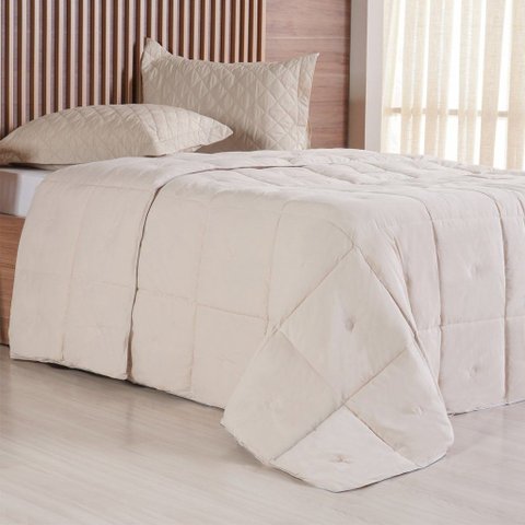 Edredom Casal Toque de Plumas 260 Fios New 180x220cm Amendoa