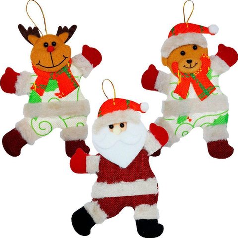 Kit 12 Decoração Árvore de Natal Noel Rena Urso Natalino 19cm