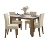 Conjunto de Mesa Sala de Jantar Miami com 4 Cadeiras Trieste Suede 1,20m Cedro / Off White / Areia - 1