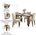 Ver imagem 5 de Conjunto de Mesa Sala de Jantar Miami com 4 Cadeiras Trieste Suede 1,20m Cedro / Off White / Areia