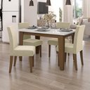 Ver imagem 2 de Conjunto de Mesa Sala de Jantar Miami com 4 Cadeiras Trieste Suede 1,20m Cedro / Off White / Areia