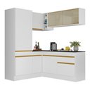 Ver imagem 1 de Armário de Cozinha Completa de Canto com Rodapé Veneza Multimóveis V2088 Branco/Dourado