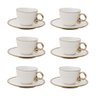Cj 6 Xícaras P/Chá C/Pires de Porcelana EGG Branco/Dourado 200ml Wolff - 1