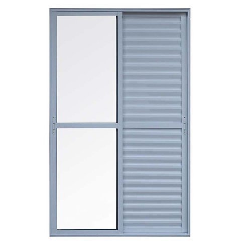 Porta Balcão de Correr com Veneziana de Alumínio Branco 3 Folhas Móveis Hale - 2.10 (A) X 1.50 (L)