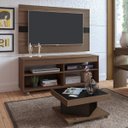 Ver imagem 1 de Conjunto para Sala de Estar com Rack com Painel e Mesa de Centro Amêndoa/Preto Espresso Móveis
