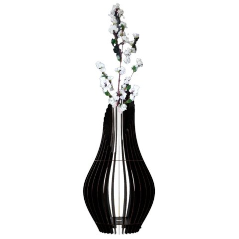 Vaso de Chão Decorativo Grande Andromeda Mdf:preto/85x30cm