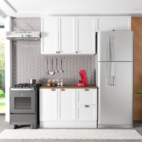 Armário de Cozinha Americana Texas 6 Portas 2 Gavetas Branco - Poliman Móveis