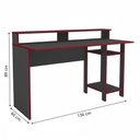 Ver imagem 3 de Mesa Escrivaninha Gamer para Computador Vulcano 3 Prateleiras 136cm Cor Preto/Vermelho - Mademóvel