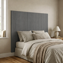Ver imagem 5 de Cabeceira Solteiro Ripada MDF Modular 90x110cm sem Furos 3M:Cinza