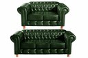 Ver imagem 1 de Conjunto Luís XV Chesterfield Sofá 2 e 3 Lugares Decoração Sala Recepção - Couríssimo Verde