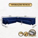 Ver imagem 2 de Sofá Magno 3.97x4.57m de Canto, Retrátil e Reclinável - Azul