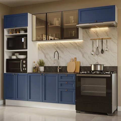 Cozinha Completa Vik 9 Portas 3 Gavetas MDP 270cm Madesa