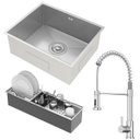 Ver imagem 1 de Kit Cuba Gourmet Lisboa Aço Inox 304 Calha Oragnizadora Aço Inox e Torneira Milão Monocomando Golden