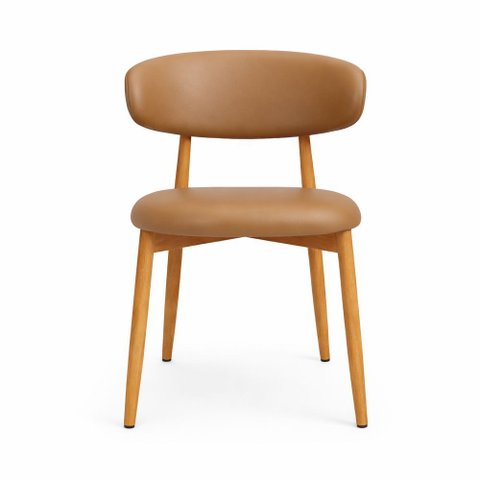 Kit 2 Cadeiras Decorativas Sala de Jantar Luxo Mavie Pu Caramelo - Mozzelar