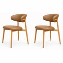 Ver imagem 4 de Kit 2 Cadeiras Decorativas Sala de Jantar Luxo Mavie Pu Caramelo - Mozzelar