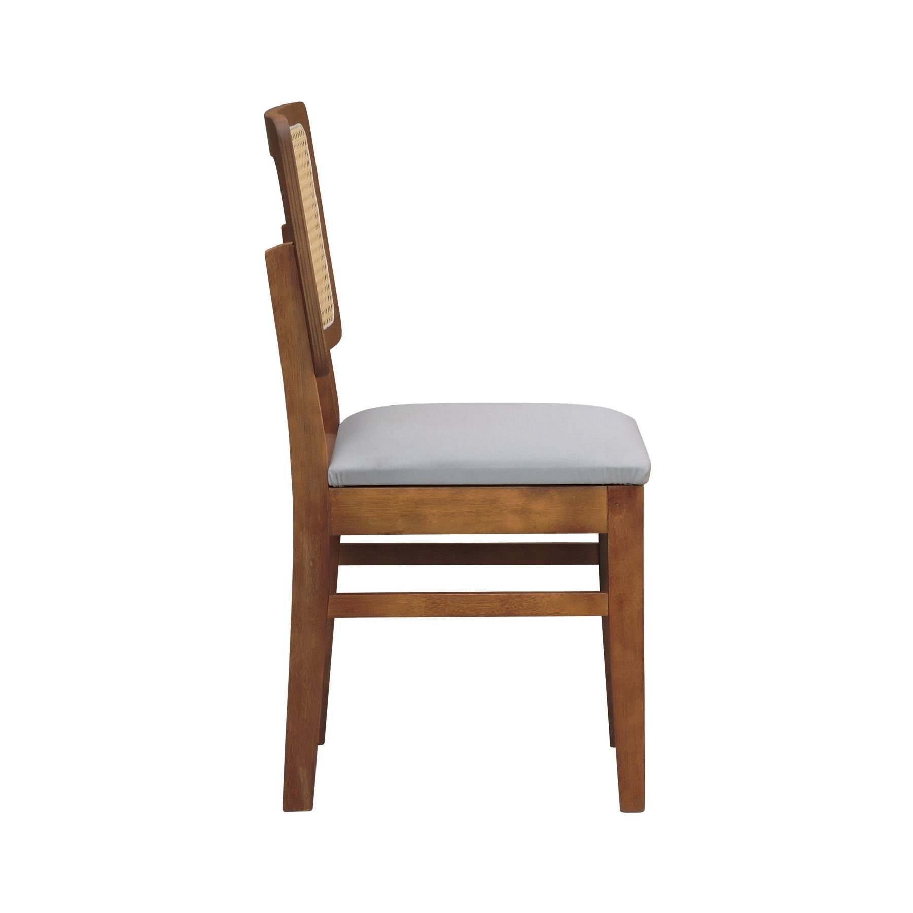Cadeira Madeira Maciça Lyon Encosto Telinha Natural Assento Estofado - Amêndoa Linho Bege - 5
