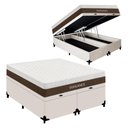 Ver imagem 1 de Cama Box com Baú King Elegance Pillow Top Molas Ensacadas Tecido Branco Royal