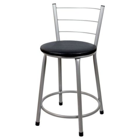 Banqueta Baixa para Cozinha Epoxi Cinza:preto