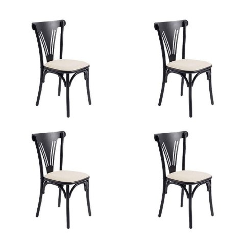Kit 4 Cadeiras Paris Aço para Mesa de Sala Preta e Branca Móveis Iberia