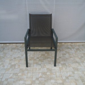 Cadeira Búzios - Alumínio Grafite com Tela Sling Marrom Mesclado com Preto MÓVEIS E LAZER