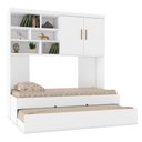 Ver imagem 1 de Kit Quarto Modulado Infantil 3 Peças Cama Solteiro e Auxiliar Armário Aéreo 2 Portas Chiara Branco -