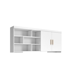 Kit Quarto Modulado Infantil 3 Peças Cama Solteiro e Auxiliar Armário Aéreo 2 Portas Chiara Branco - - 7