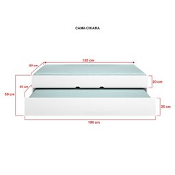 Kit Quarto Modulado Infantil 3 Peças Cama Solteiro e Auxiliar Armário Aéreo 2 Portas Chiara Branco - - 5
