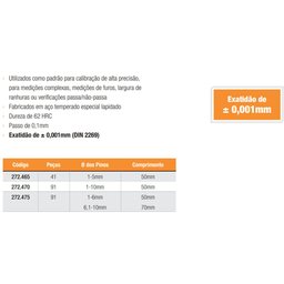 Pino Calibrado (jogo) Diâmetro Cap. D 1-10mm(91 Peças) - Ref. 272.475 - 4