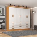 Ver imagem 1 de Guarda-roupa Casal New Mônaco 6 Portas 12 Gavetas Cinnamomo/branco - Evidência Móveis