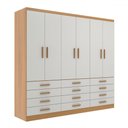 Ver imagem 2 de Guarda-roupa Casal New Mônaco 6 Portas 12 Gavetas Cinnamomo/branco - Evidência Móveis