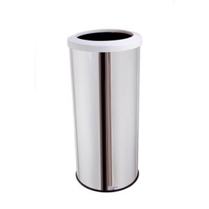 Lixeira Grande Inox Aro Esmaltado 50 Litros Cesto De Lixo - Branco