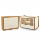 Ver imagem 1 de Jogo de Quarto Infantil Tutto New com Berço e Cômoda 1 Porta Off White/Freijó - Matic Móveis