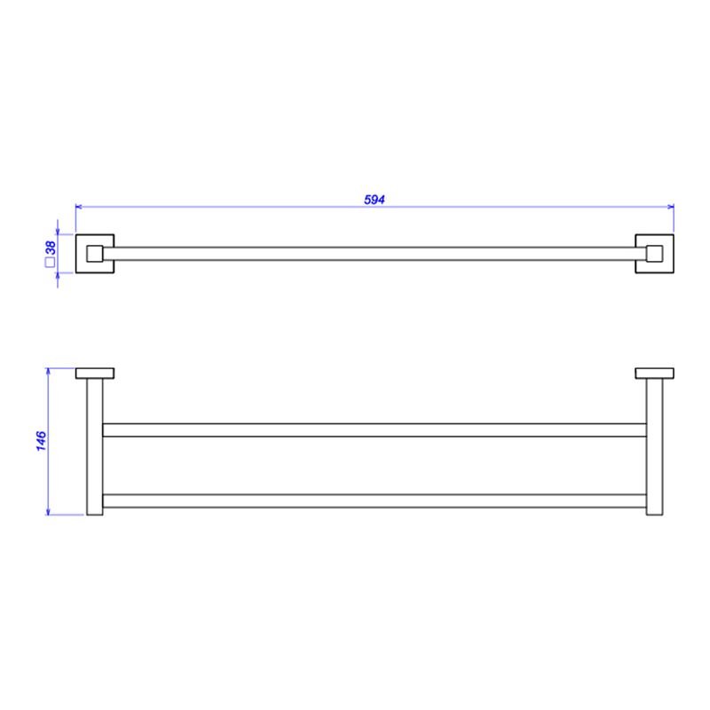 Porta Toalha Deca Barra Dupla | Quadratta - Black Matte Código: 2042.bl83.mt Deca - 2