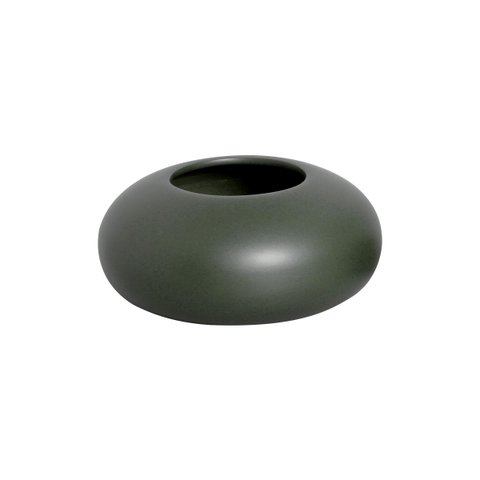 Vaso Redondo de Cerâmica para Mesa Cachepot Grande Verde Lúpulo