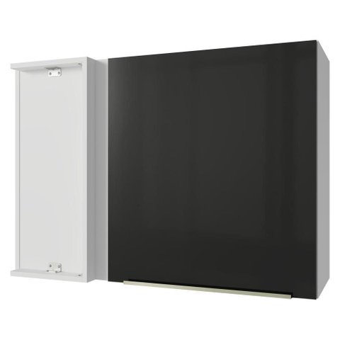 Armário Aéreo de Canto 1 Porta Branco/preto Lux Madesa