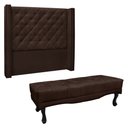 Ver imagem 1 de Kit Cabeceira e Calçadeira Recamier Casal 1,40m Vicenza Suede Marrom Café - Pallazio