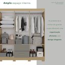 Ver imagem 6 de Guarda-Roupa Casal com Pés e Espelho 6 Portas 2 Gavetas Estrela Premium Cinza/Jequitibá/Granizo