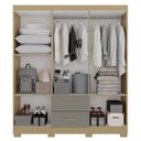 Ver imagem 4 de Guarda-Roupa Casal com Pés e Espelho 6 Portas 2 Gavetas Estrela Premium Cinza/Jequitibá/Granizo