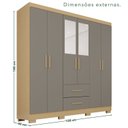 Ver imagem 3 de Guarda-Roupa Casal com Pés e Espelho 6 Portas 2 Gavetas Estrela Premium Cinza/Jequitibá/Granizo