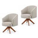 Ver imagem 2 de Kit 2 Poltronas Giratórias Linho Premium Base Madeira Maciça Juliana