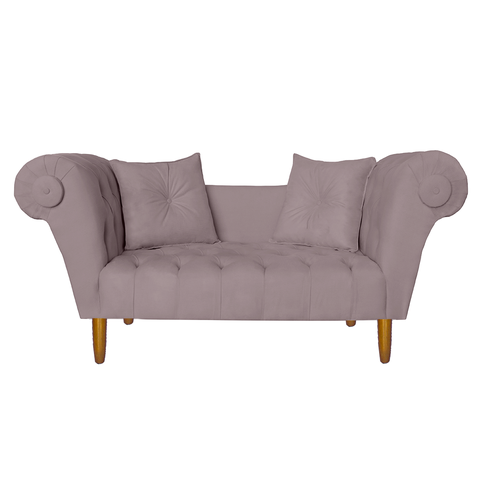 Namoradeira Recamier Sofá Decorativo 02 Lugares Dubai Suede Rose - Incasa Decor