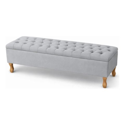 Recamier Liza para Cama Box Super King 198cm Design Elegante: Cinza-Claro/ Suede