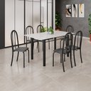 Ver imagem 1 de Conjunto de Mesa Tubular 140cm x 75cm Tampo em Vidro com 6 Cadeiras Iris B Preto/Liso